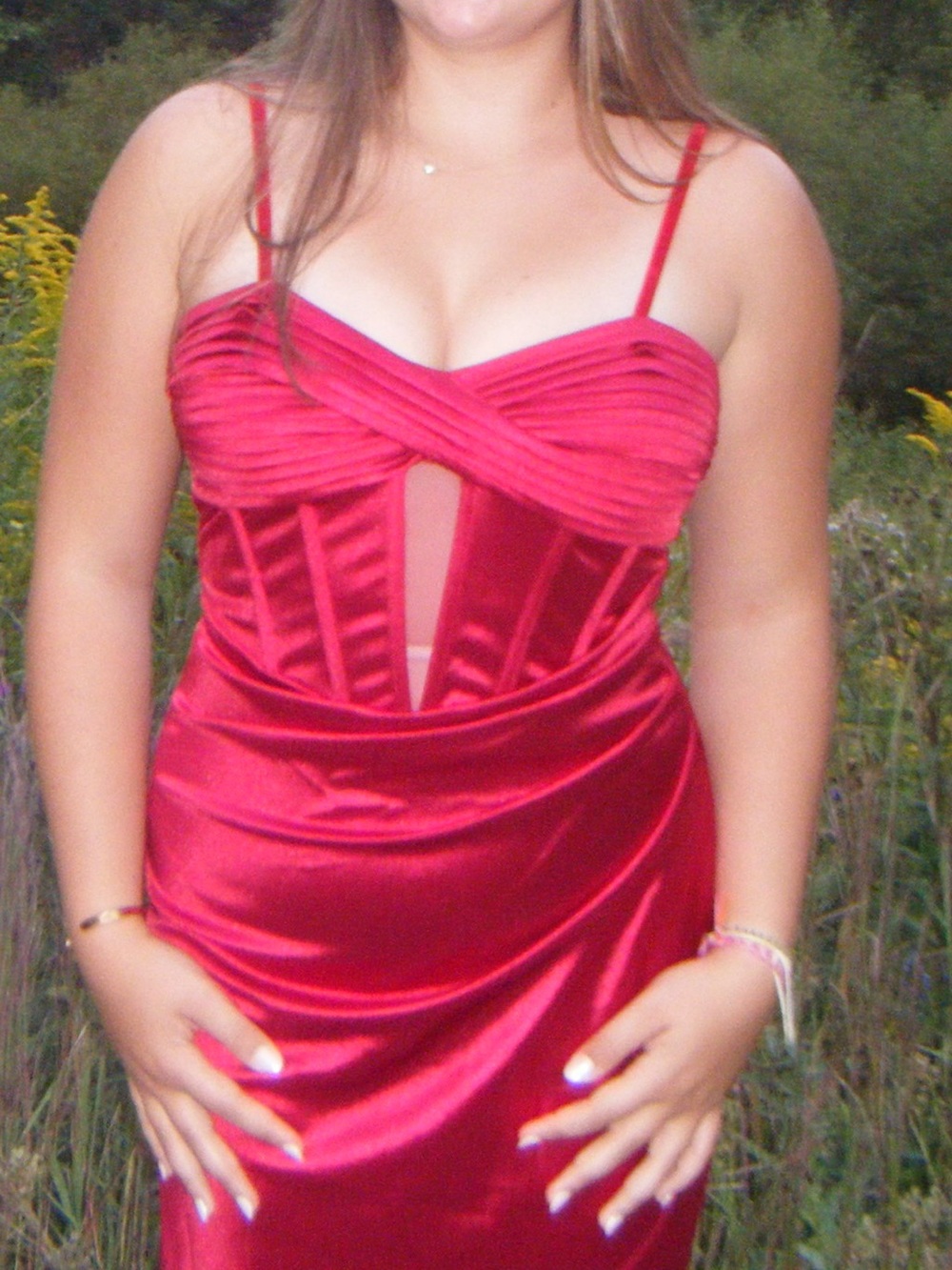 Emerald Sundae Red Satin Bustier Mini Dress